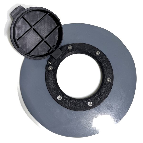 PCF-80RP-L hinged lid open on the 80 mm inlet