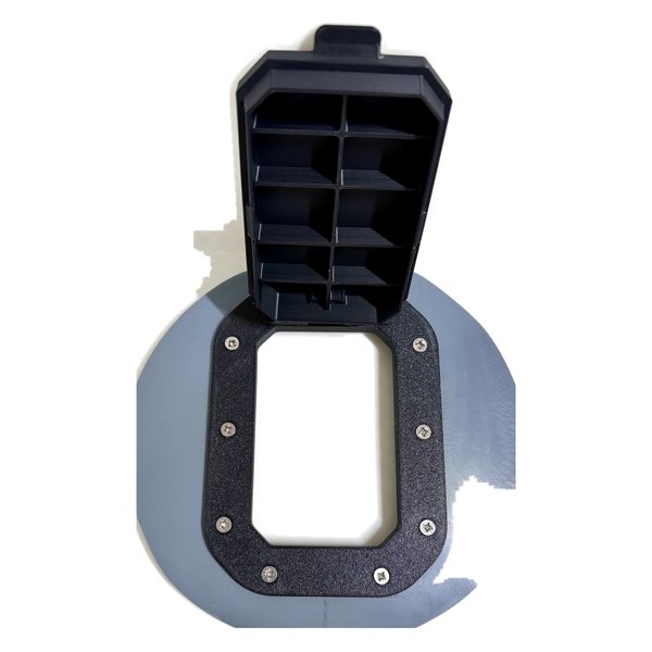 PCF-IA-L hinged lid open on the industrial aluminium inlet