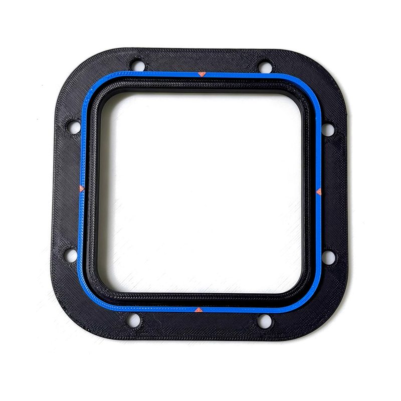 Square PVC Pro Clean-Fit Inlet with its blue cutting template