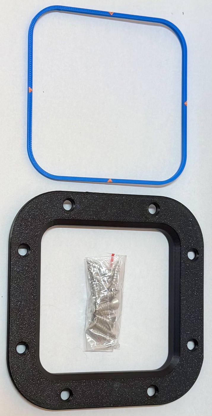 Square PVC inlet kit: inlet, cutting template and screws